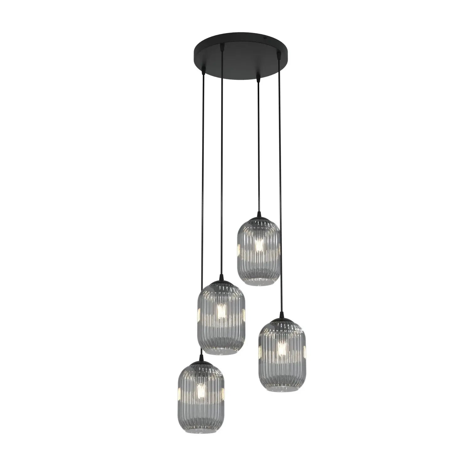 B-Ware Emibig Lighting Pendellampe Hängelampe Verdi ø30cm Lampe Glas 4 Fg Rauchgrau