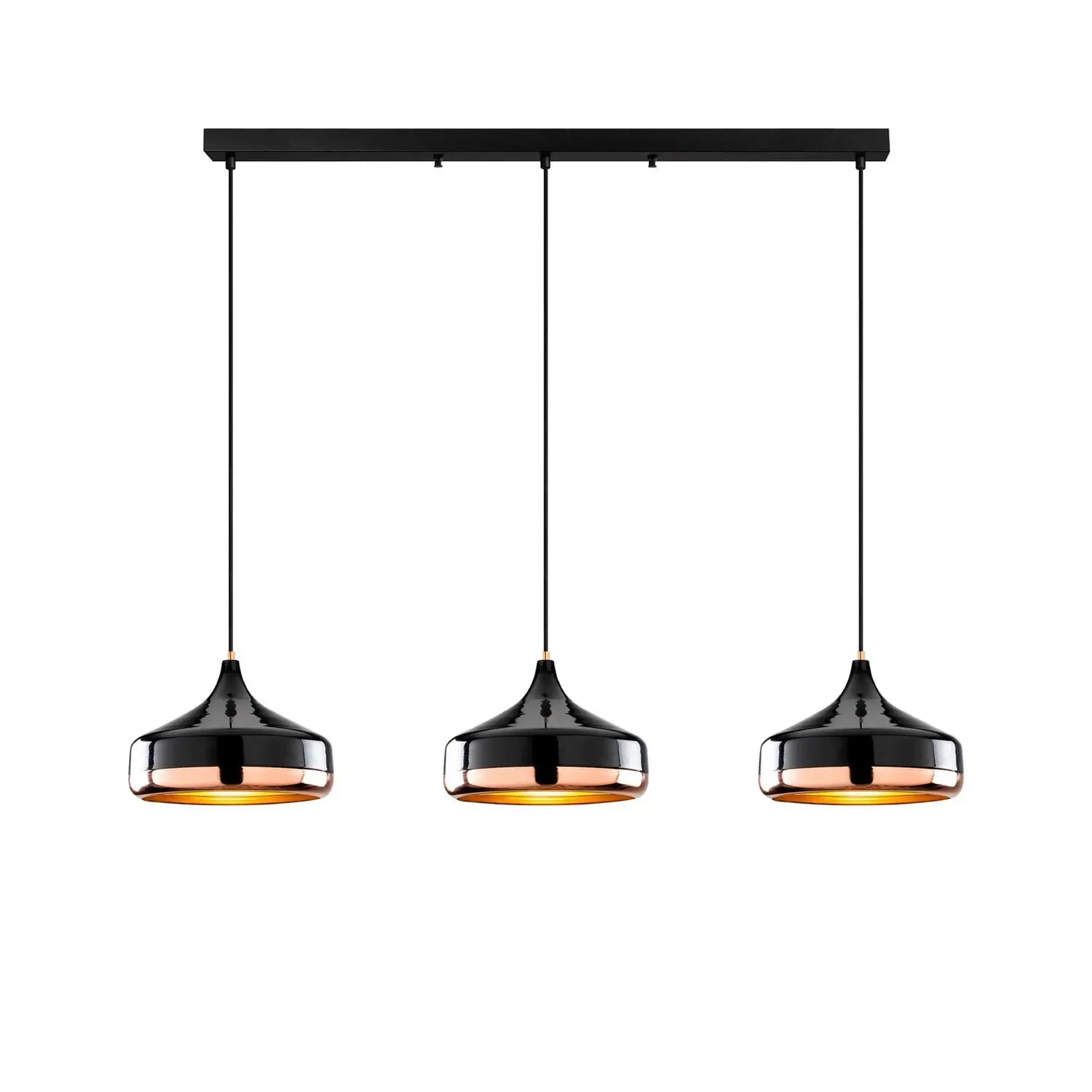 B-Ware Opviq Hängeleuchte Pendelleuchte Yildo Schwarz Kupfer Metall 146 Cm 3 Flammig445