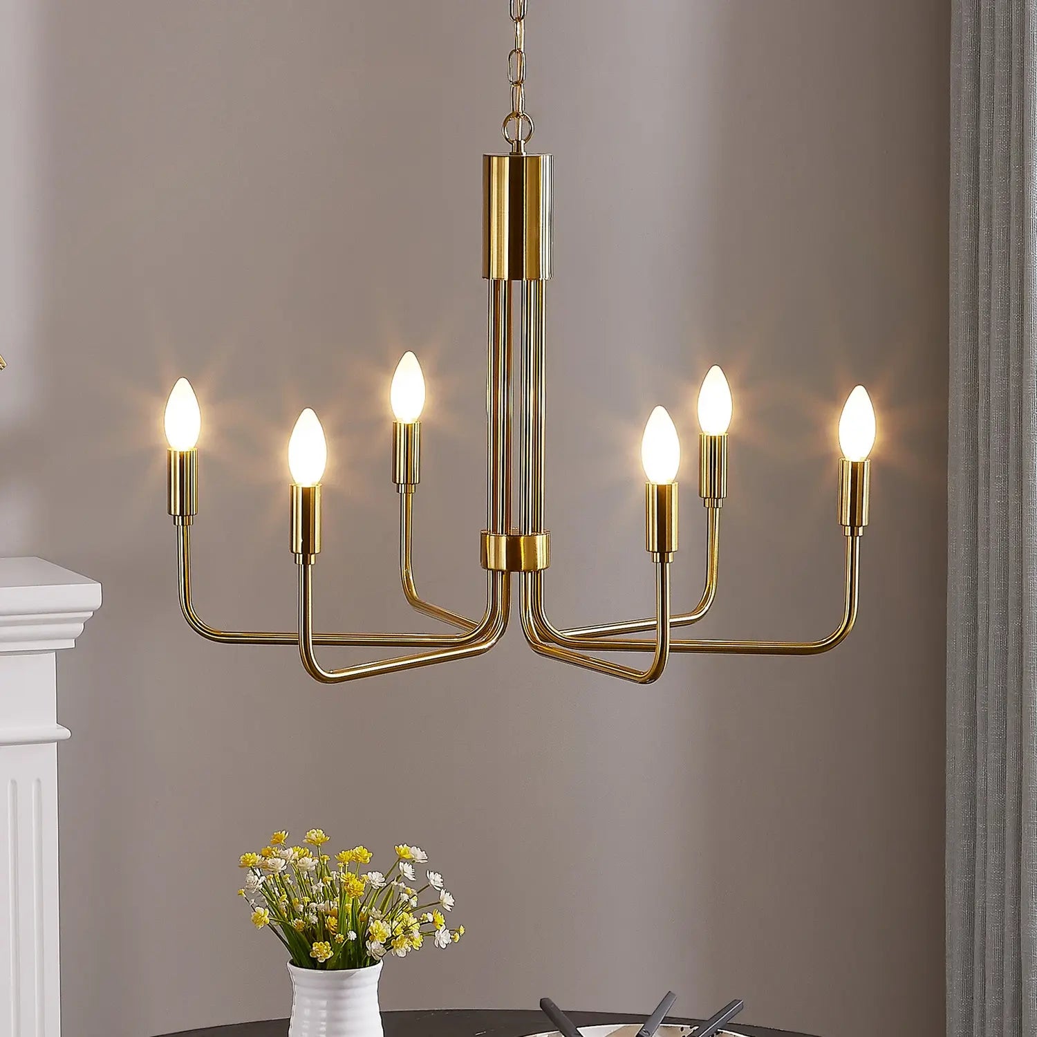 B-Ware Lindby Kronleuchter Pendelleuchte Elanova Messing 6 Flammig ø 70 Cm E14 Eisen