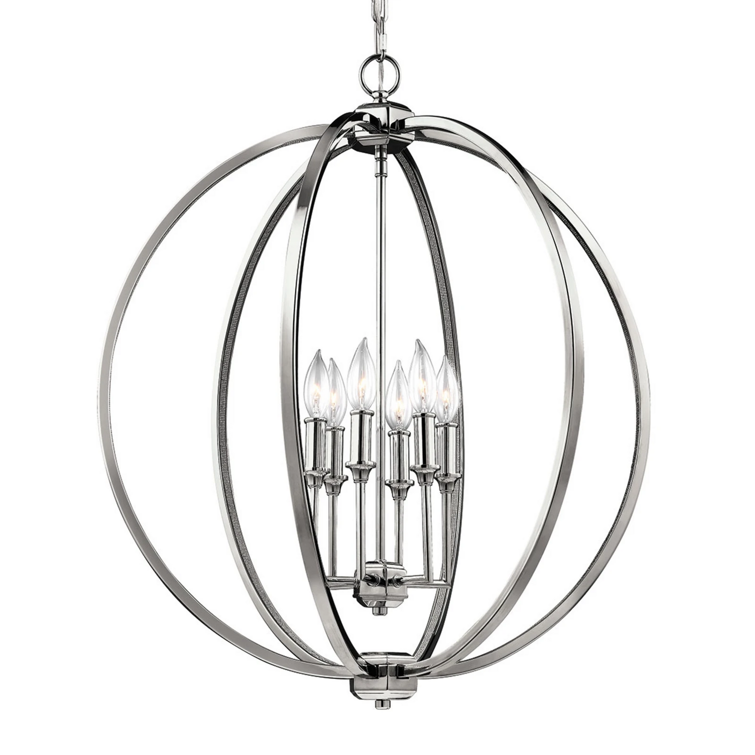 B-Ware Feiss Corinne Glanzvolle Hängeleuchte Hängelampe Deckenlampe Mit Nickelfinish