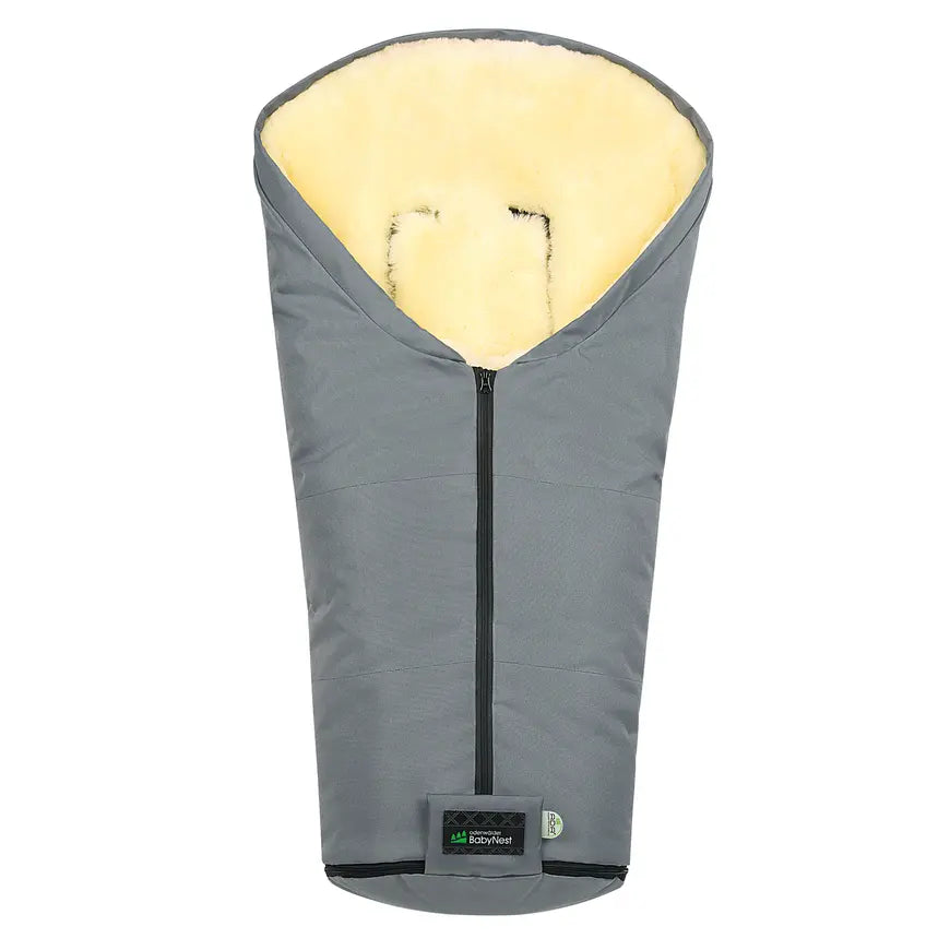 B-Ware Odenwälder Lammfellfußsack Henry Winterfußsack Kinderwagen Stone Grau 92cm Fell