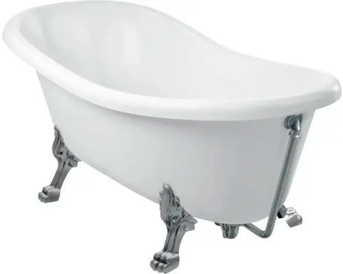 B-Ware Ovale Badewanne Set Wanne Rena Mineralguss Weiß Glatt Ablauf Füße 76,2x168 Cm