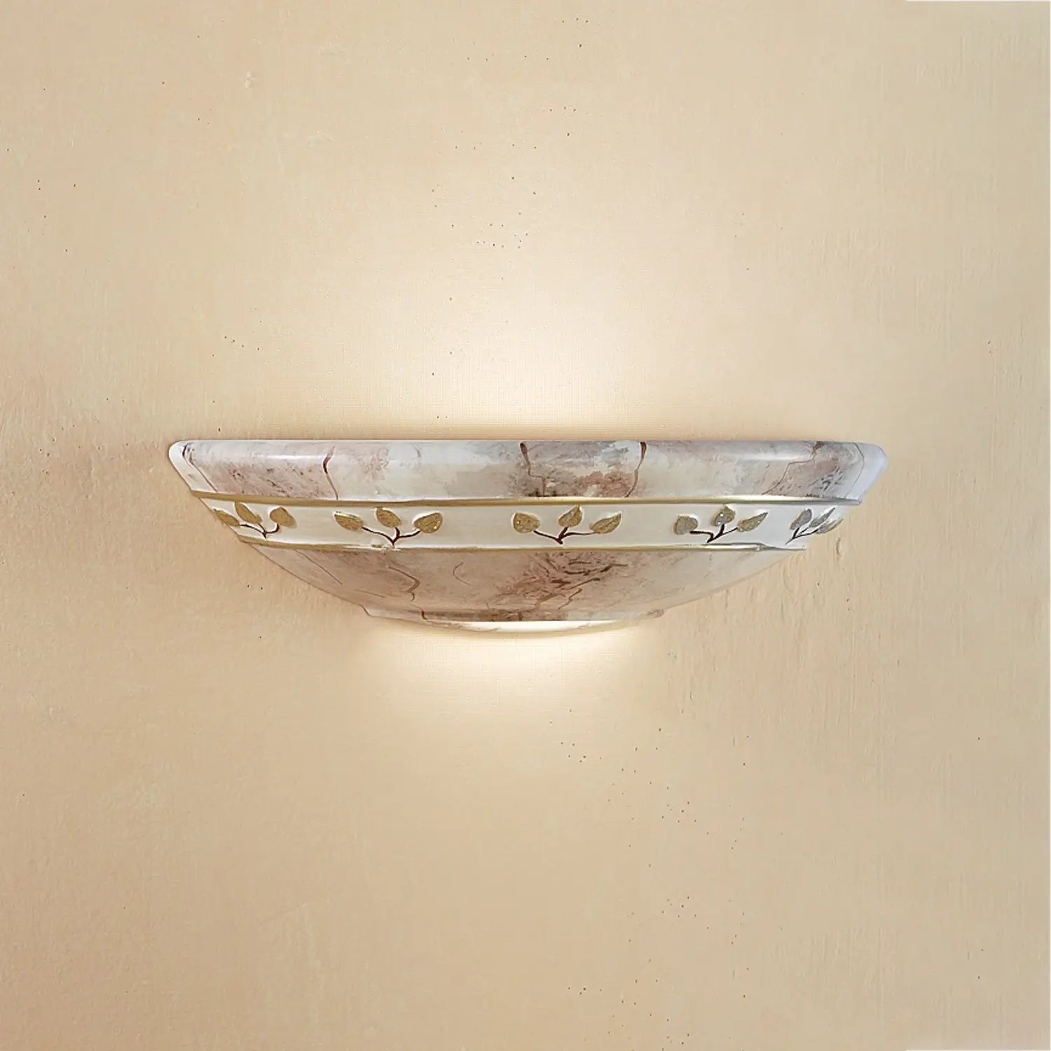 B-Ware Ceramiche Wandleuchte Wandlampe Foglie Marmo Marron Keramik Braun Beige