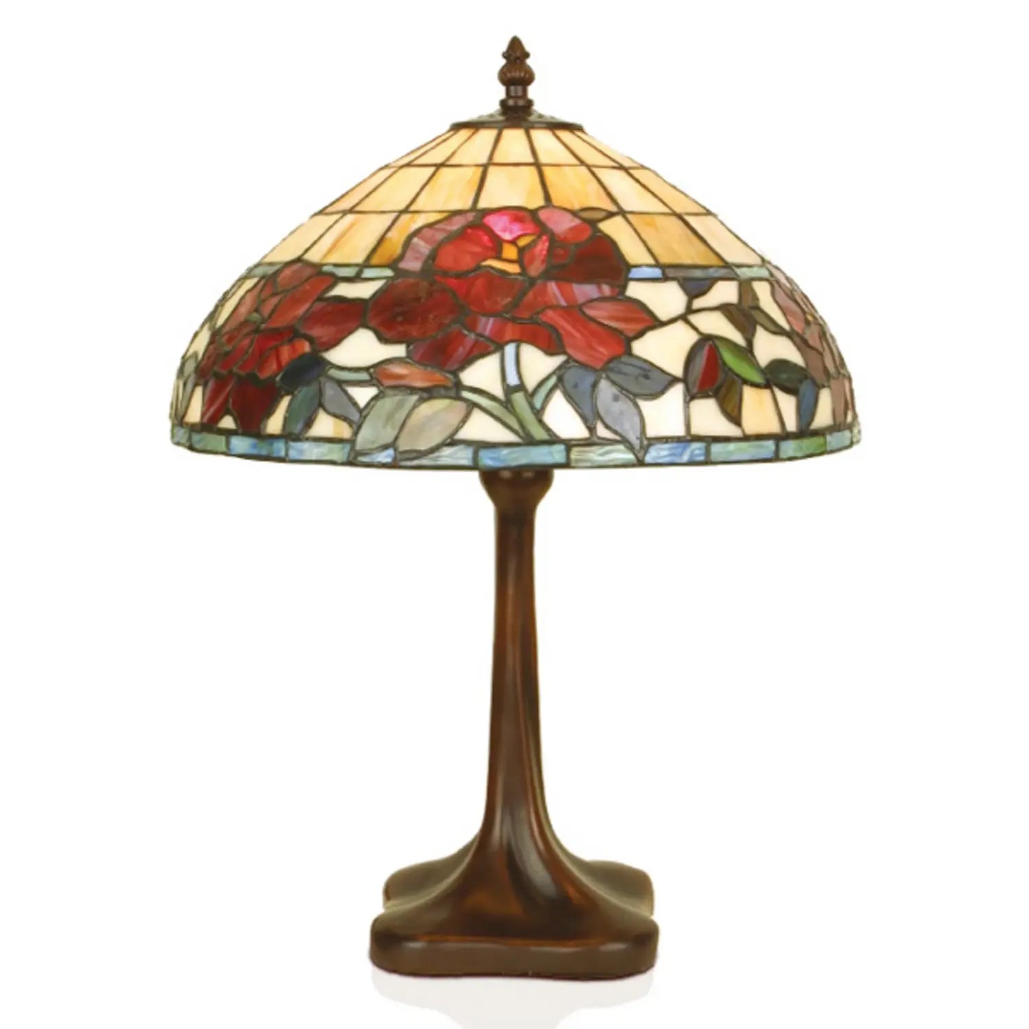 B-Ware Artistar Tischleuchte Finna Tiffany Stil Glas Metall Braun Bunt Schalter E27 Led