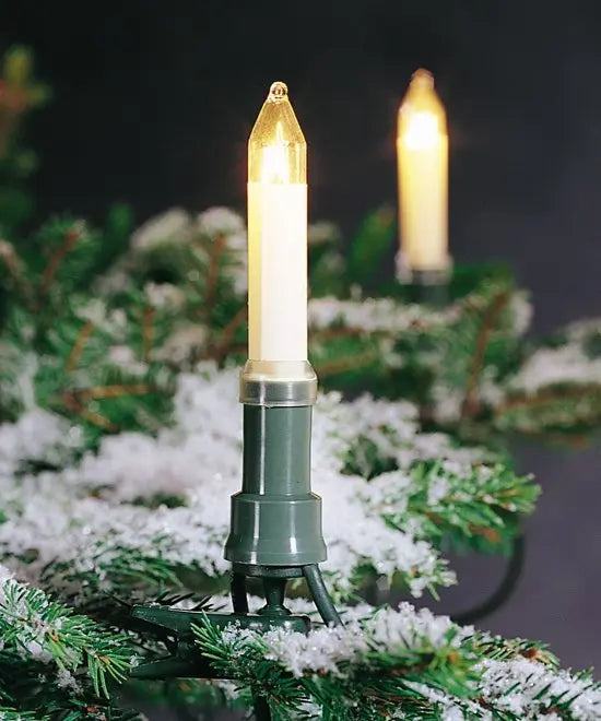 B-Ware Konstsmide Lichterkette Lichtergirlande Baumkerzen Kabel Grün Warmweiß 25 Flg