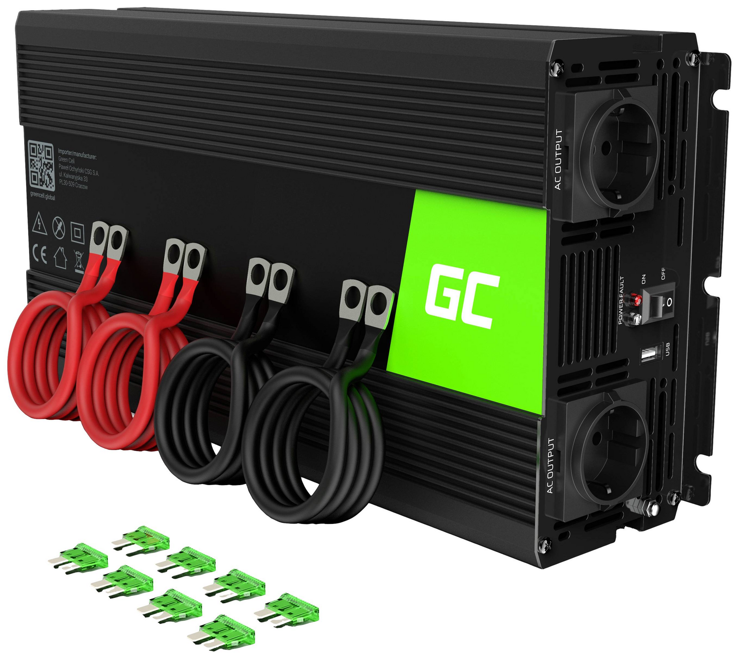 B-Ware Green Cell Wechselrichter Inv15 3000 W 12 V 230 V Spannungswandler Inverter536