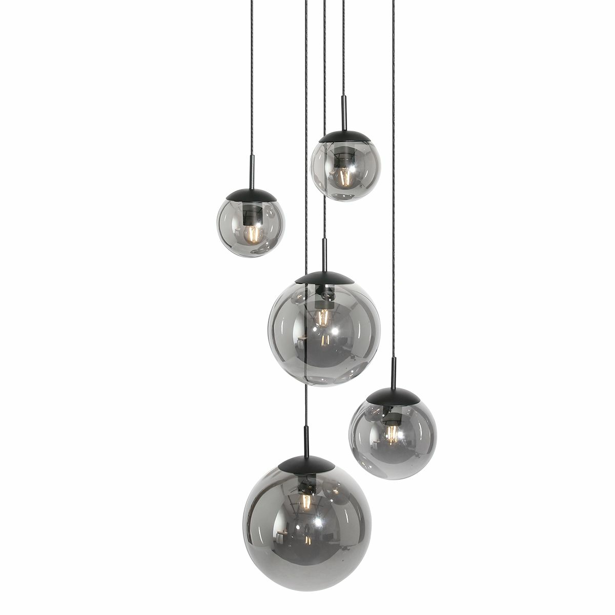 B-Ware Steinhauer Bollique Pendelleuchte Hängeleuchte Designerlampe Rauchglas Schwarz