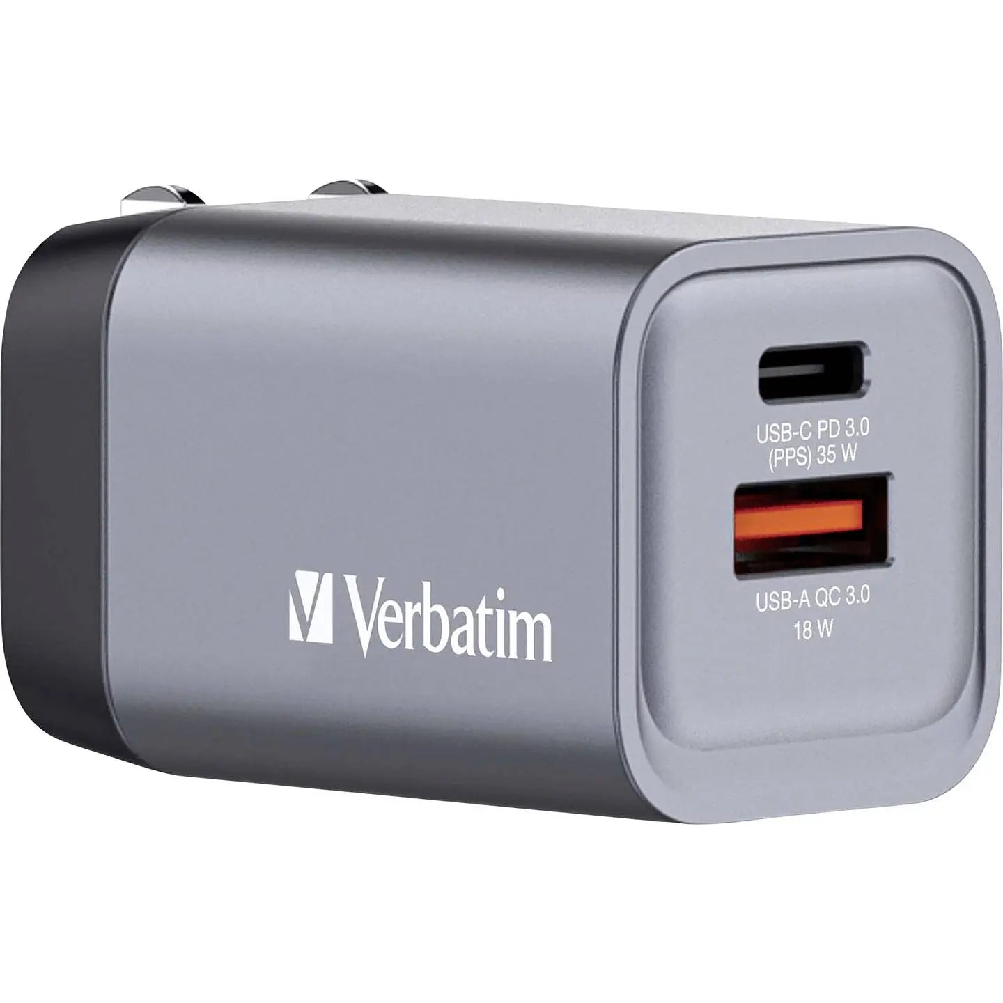 B-Ware Verbatim Reiseladeadapter Ladegerät Ga N Usb C Usb A Grau Smartphone Tablet