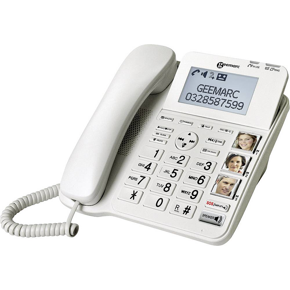 B-Ware Geemarc Cl595 Schnurgebundenes Seniorentelefon Telefon Anrufsignalisierung Weiß