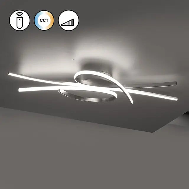 B-Ware Fischer & Honsel Deckenleuchte Lampe Led Biba Fernbedienung Nickel Metall 100 Cm