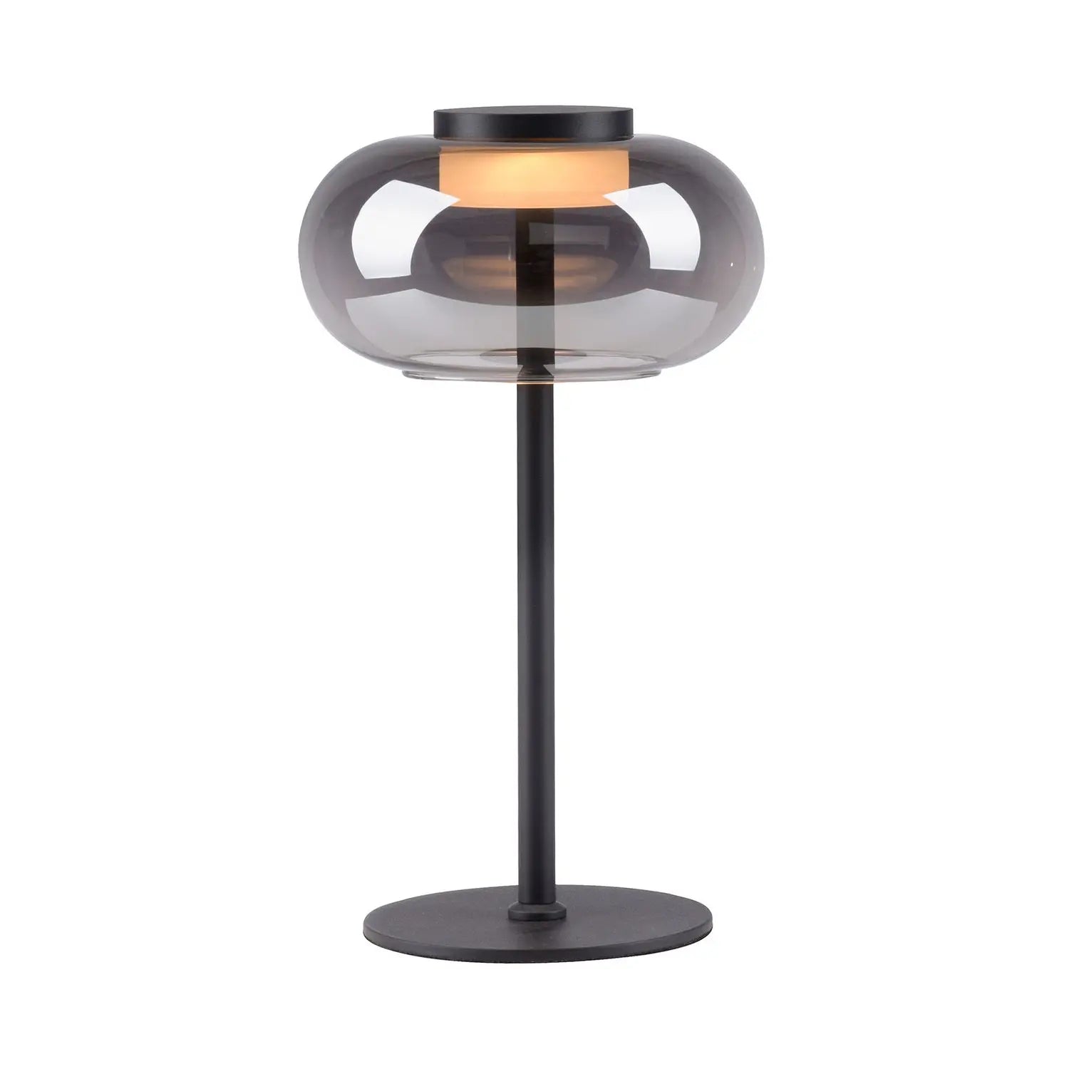 B-Ware Schöner Wohnen Tischleuchte Lampe Led Sia Rauchglas Schnurschalter Schwarz 33 Cm