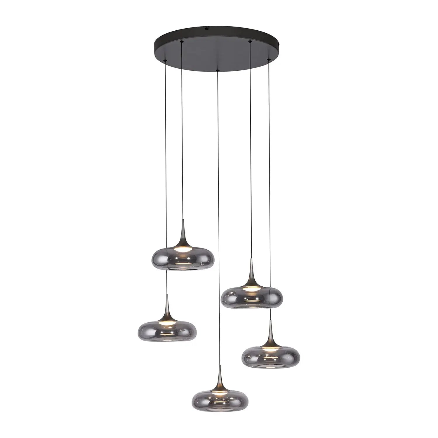 B-Ware Schöner Wohnen Pendelleuchte Hängeleuchte Led Posh Grau Rauchglas 5 Flg Dimmbar