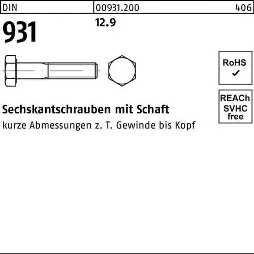 B-Ware Reyher Sechskantschraube Mit Schaft Bolzen Din 931 Schaft M24x180 12.9 7 Stück