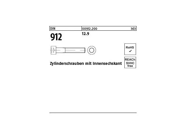 B-Ware Zylinderschrauben Innensechskantschrauben Din 912 M16x60 Blank Schwarz 50 Stück