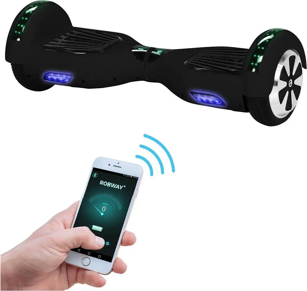 B-Ware Robway Hoverboard W1 Balance Board Schwarz Bluetooth App Deutsch 6,5 Zoll