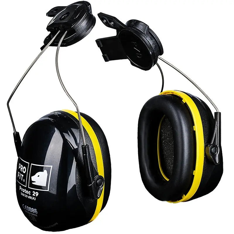 B-Ware Protec 29 Gehörschutzkapsel Ohrenschützer Helm Schwarz Gelb En 3523 Snr 29 D B