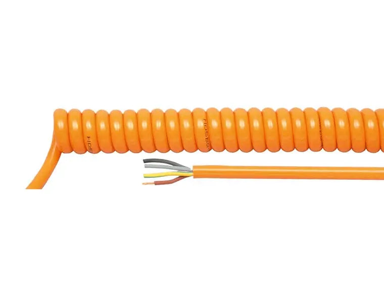 B-Ware Helukabel Spiralkabel Kabel Pur H07 Bq F Orange 5 G 1,5 Mm² Hauptkabel Sl 1500 Mm