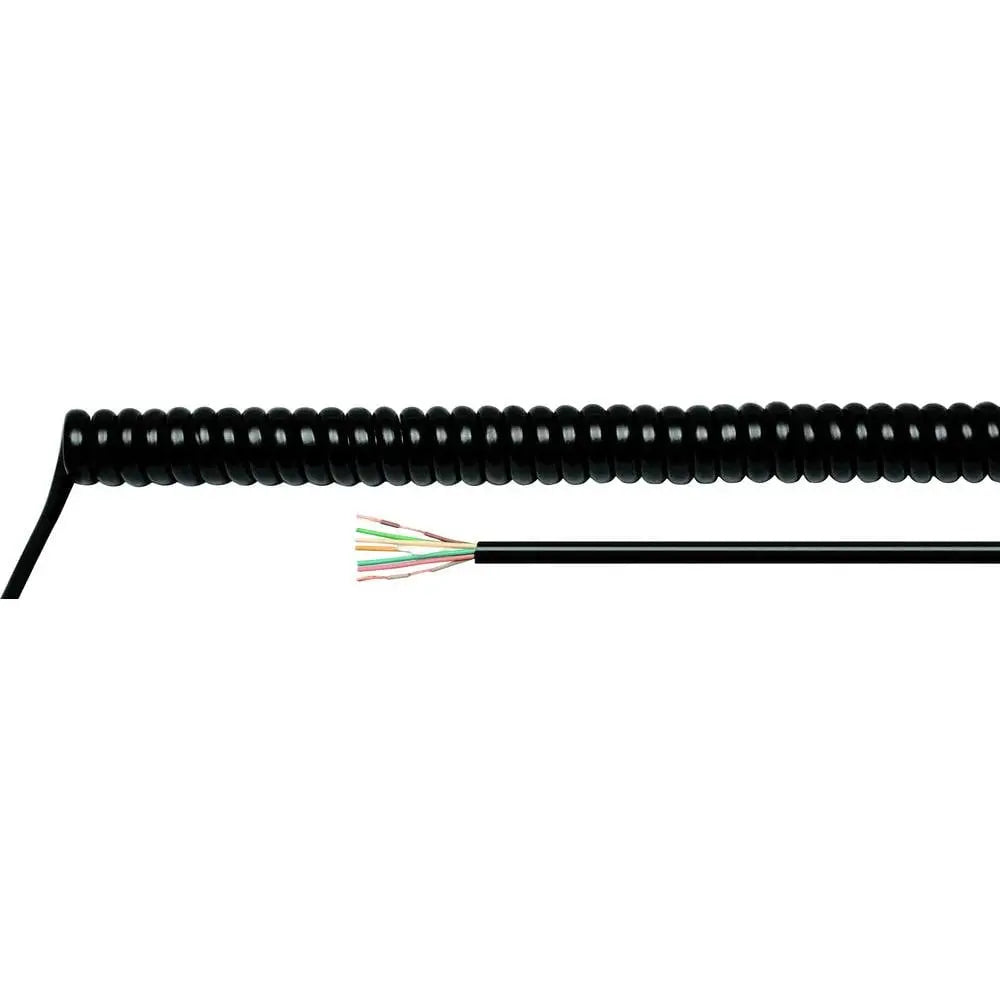 B-Ware Helukabel Spiralkabel Kabel H05 Bqf Leitung Schwarz 3 G 0,75mm² 500 2000mm 1 Stück