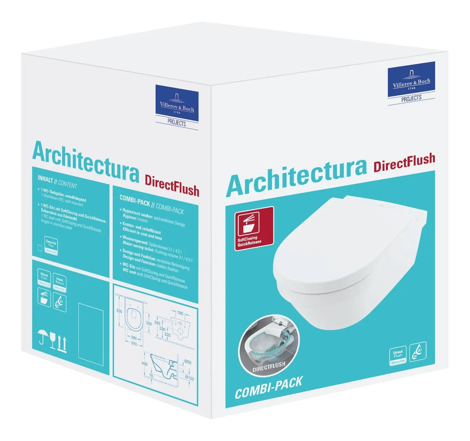 B-Ware Villeroy & Boch Wc Sitz Set Toilette Architectura Wandmontage Quick Release Weiß