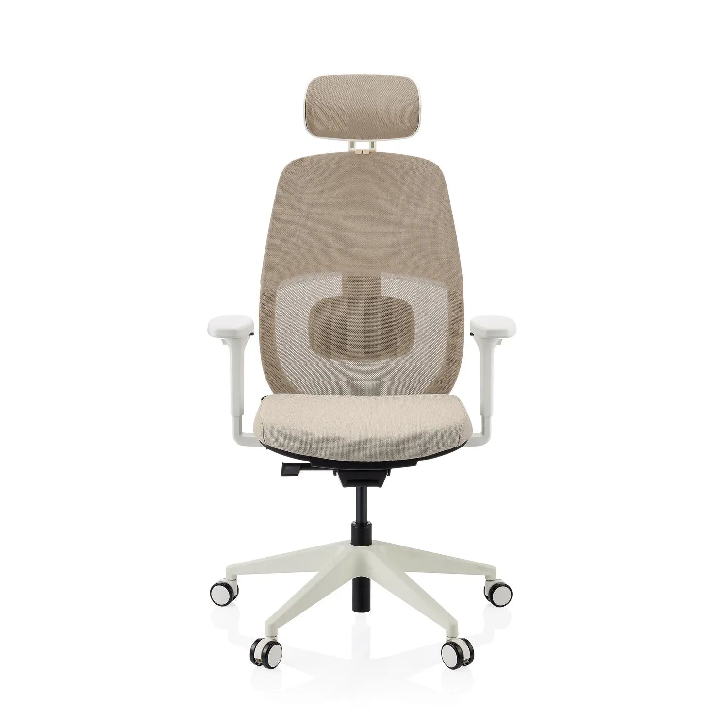 B-Ware Hjh Office Bürostuhl Drehstuhl Stuhl Skandis Pro Kopfstütze Beige Weiß Mesh