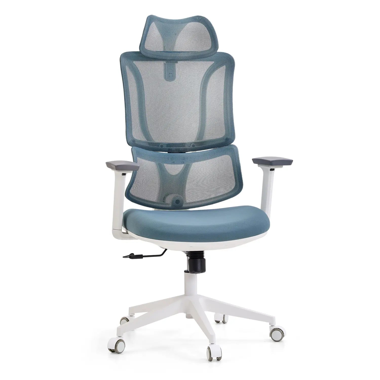 B-Ware My Buero Bürostuhl Drehstuhl Stuhl Ergomy W Netz Stoff Homeoffice Weiß Blau