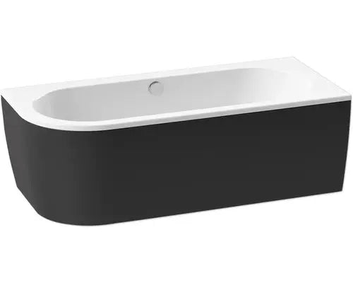 B-Ware Form&Style Badewannen Set Wanne Eckbadewanne Sansibar Acryl Weiß Schwarz 80x180