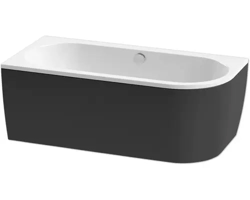 B-Ware Form&Style Badewannen Set Eckbadewanne Sansibar 75 X 160 Cm Weiß Schwarz Acryl