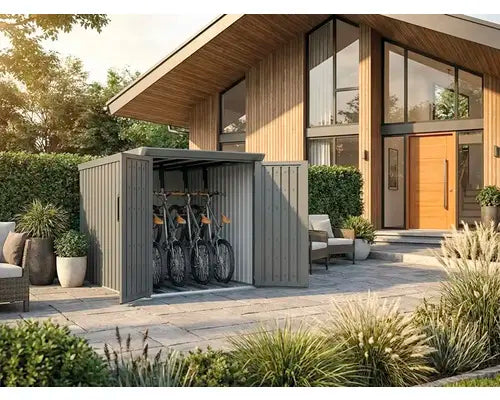 B-Ware Konsta Fahrradgarage Fahrradbox Garage Metall Grau Für 4 Fahrräder 162x211x151cm