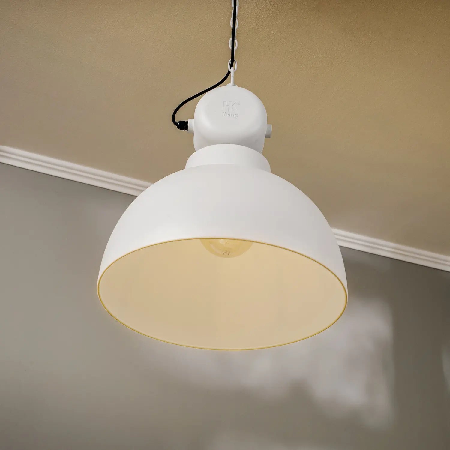 B-Ware H Kliving Hängeleuchte Pendelleuchte Metall Weiß Matt Factory L Lampe ø 50 Cm792