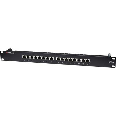 B-Ware Intellinet 16 Port Netzwerk Patchpanel 19" Rackmount Cat5e Geschirmt Patch Netz