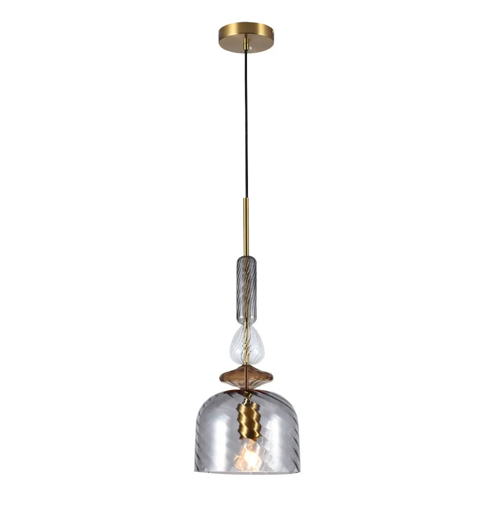 B-Ware Viokef Hängeleuchte Pendelleuchte Glorial Leuchte Smoke Glas Metall 1x E27 20 Cm