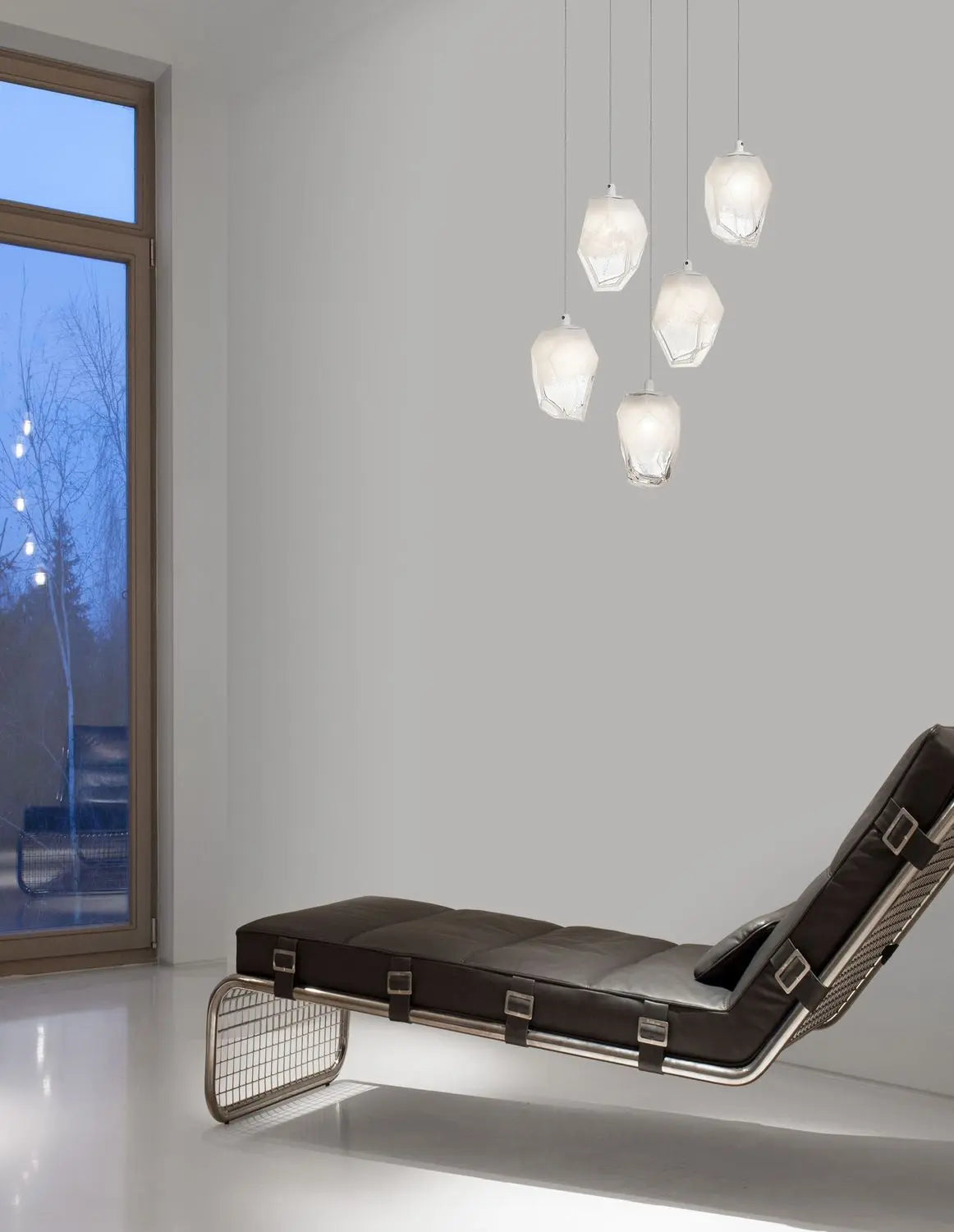 B-Ware Nova Luce Pendelleuchte Hängeleuchte Ice G9 Weiß Lampe Deckenleuchte 5 Fach