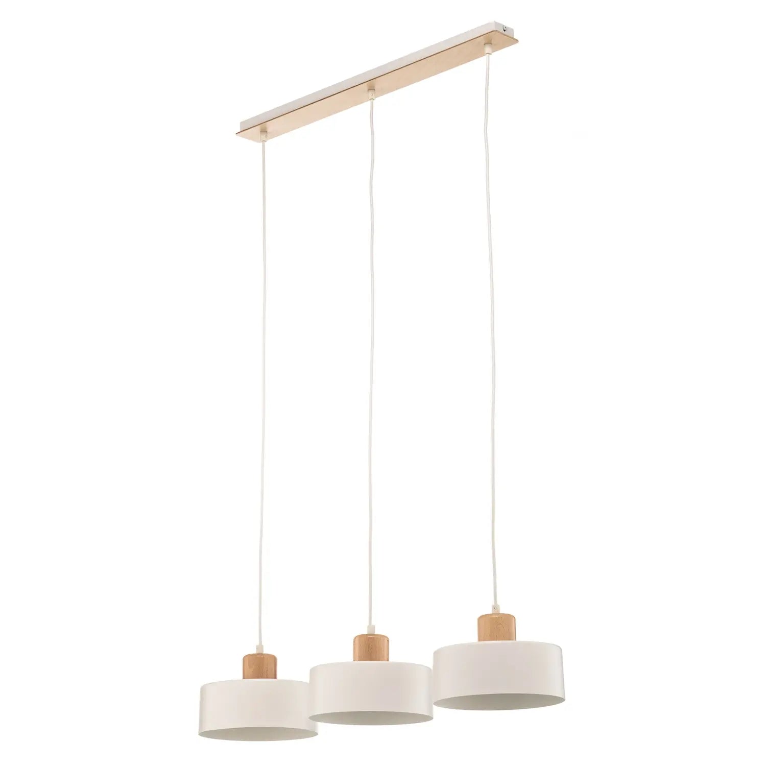 B-Ware Pendelleuchte Hängeleuchte Tako Weiß 3 Flammig Stahl Holz Esszimmer E27 Led