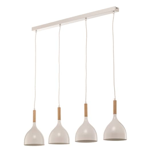 B-Ware Euluna Hängeleuchte Noak Hängelampe Leuchte Lampe 4 Flg. Lang Weiß Holz Natur