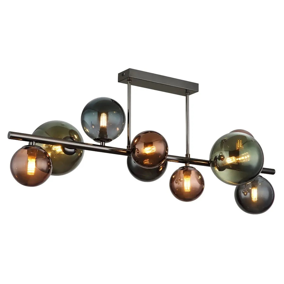 B-Ware Globo Deckenleuchte Riha 9 Flammig Grau Bronze Grün Petrol Glas Deckenlampe G9