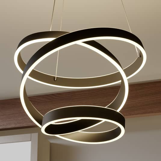 B-Ware Lindby Pendelleuchte Hängelampe Led Schwarz Aluminium Metall Kunststoff Olada286