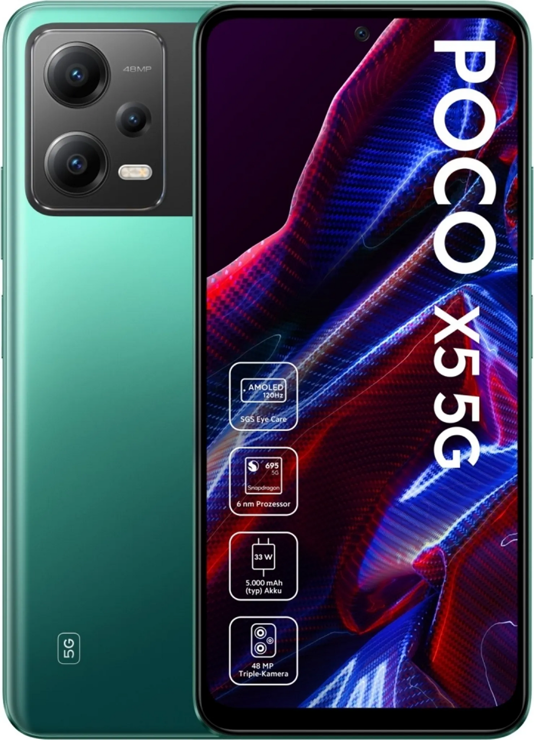 B-Ware Xiaomi Poco X5 5 G Smartphone Handy Mobiltelefon 128 Gb 6 Gb Ram 6.67'' 120 Hz Grün