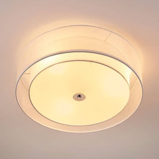 B-Ware Lindby Deckenleuchte Stofflampe Tobia Organza Leuchte Weiß Lampenschirm Glas Met