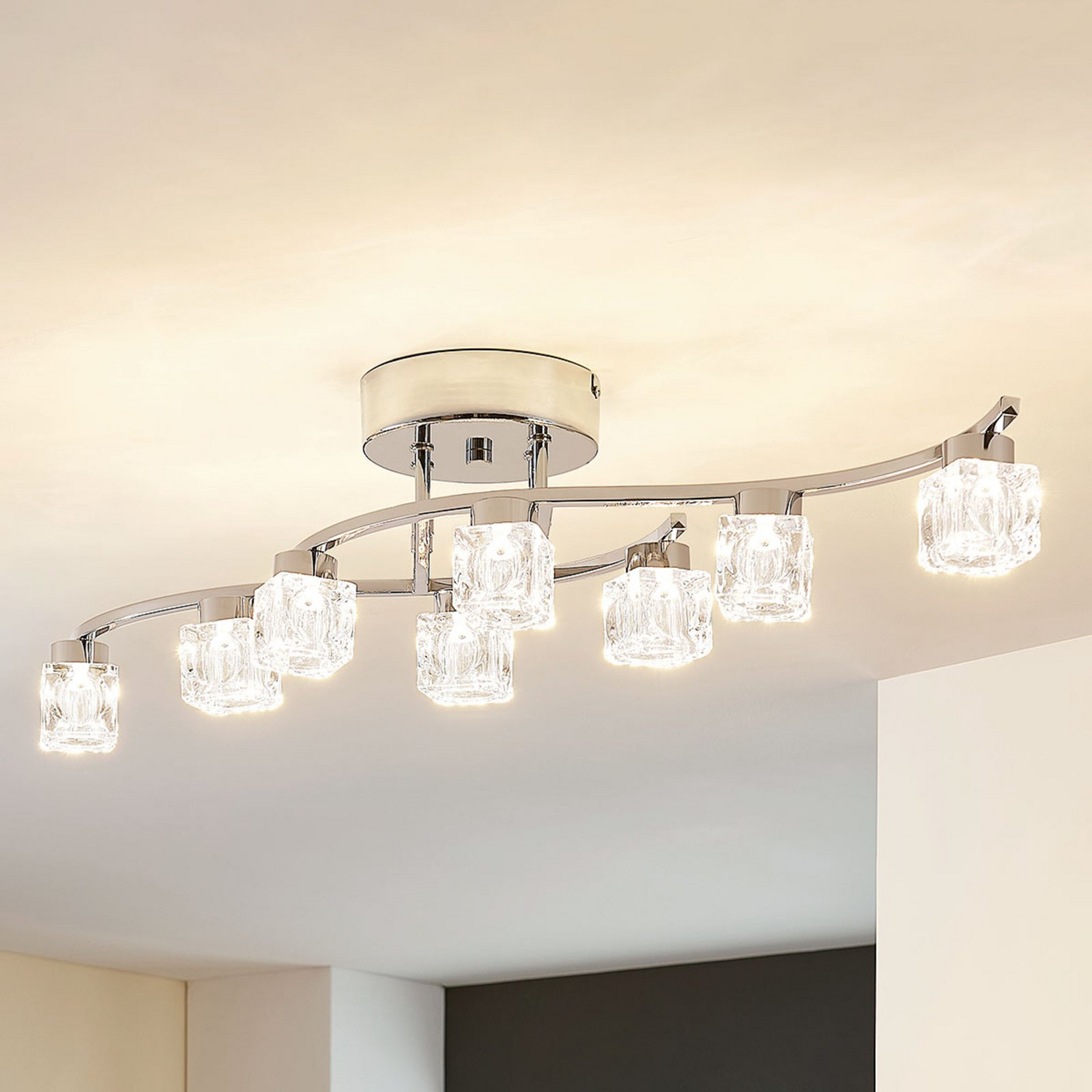 B-Ware Lindby Deckenleuchte Deckenlampe Led Yaro Achtflammig Dimmbar Chrom