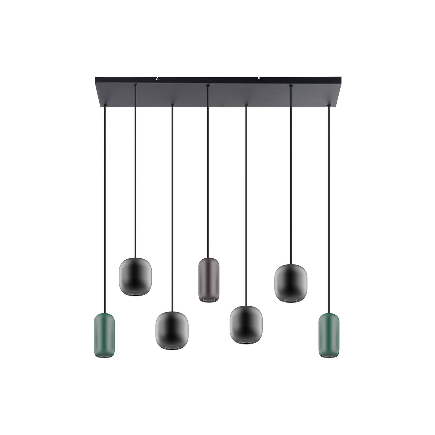 B-Ware Lucande Hängelampe Narion Linear Schwarz Braun Grün 7 Flg Deckenlampe Lampe