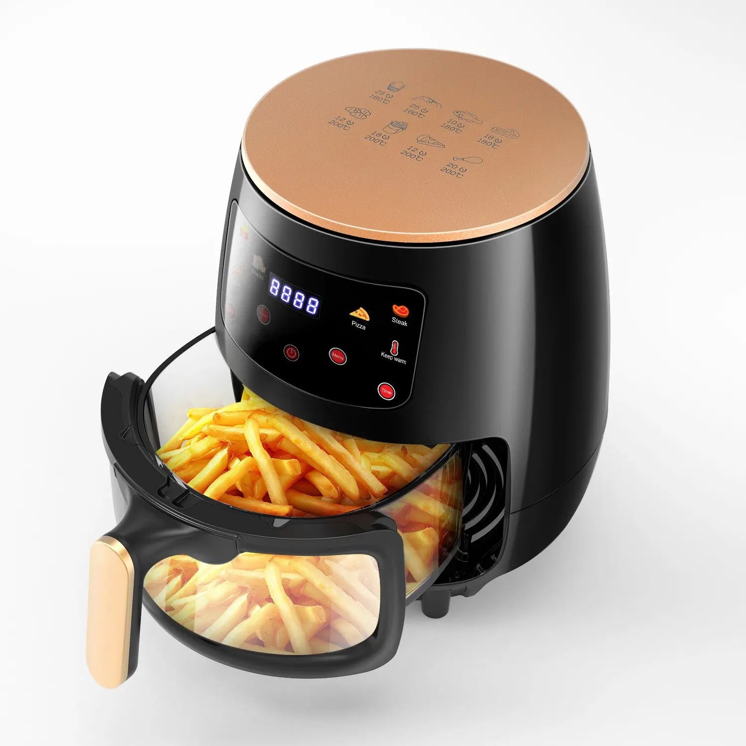 B-Ware Oyajia Fritteuse Heißluftofen Airfryer Schwarz 6 L Glasfrittierkorb Siehe Text