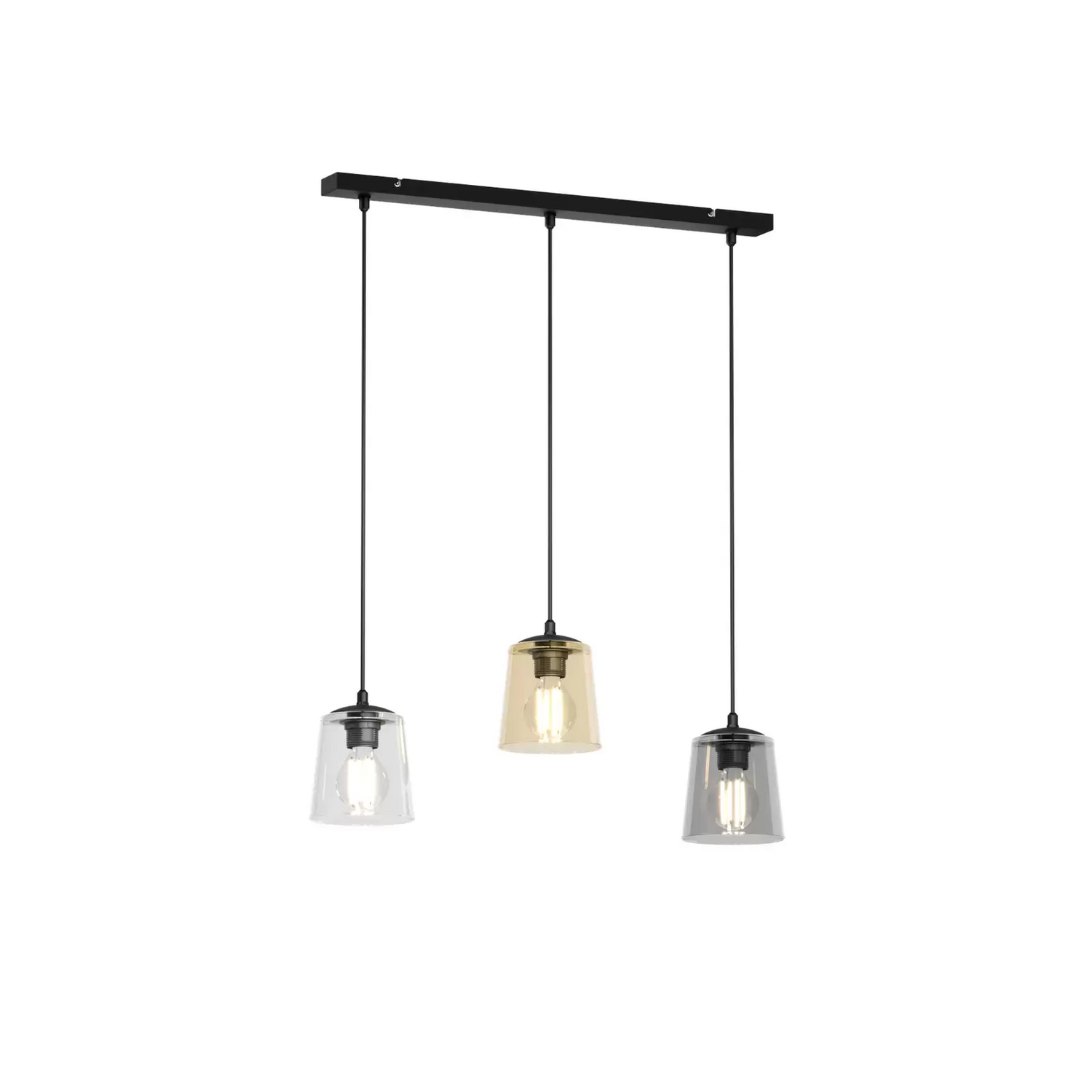 B-Ware Pendellampe Lucea Dreiflammig Transp./Smoke/Amber Pendelleuchte Lampe Spot Licht