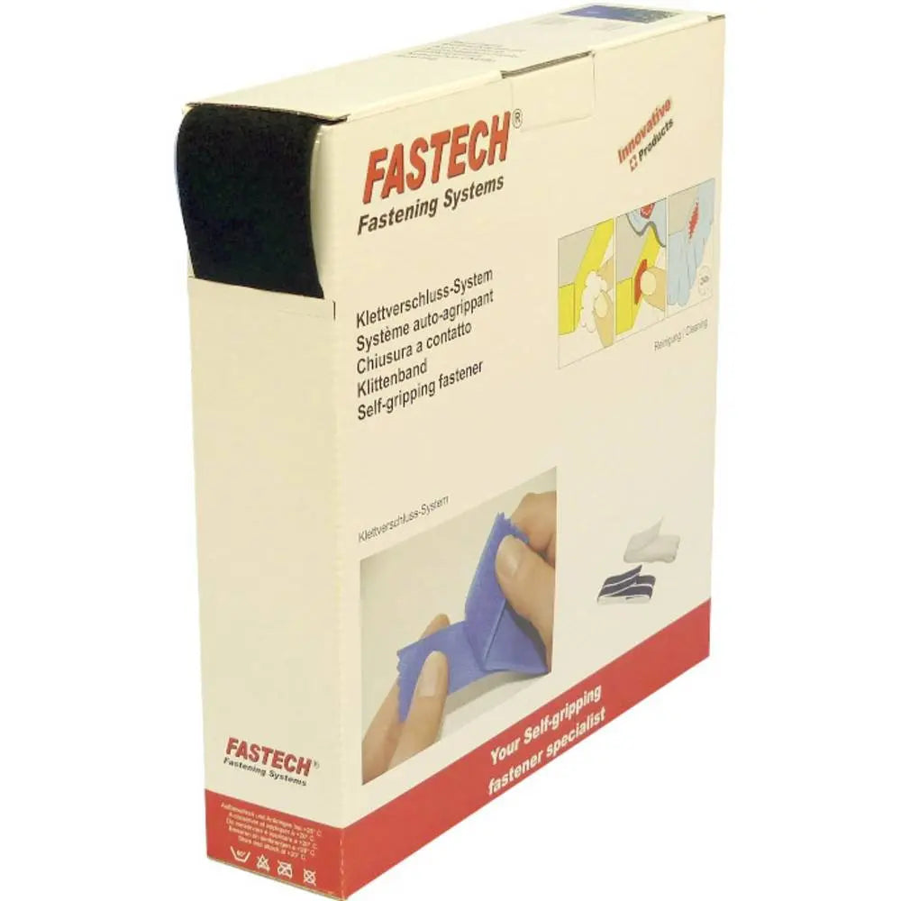 B-Ware Fastech Klettband Klettverschluss Flauschteil Zum Aufkleben Schwarz 25 M Box