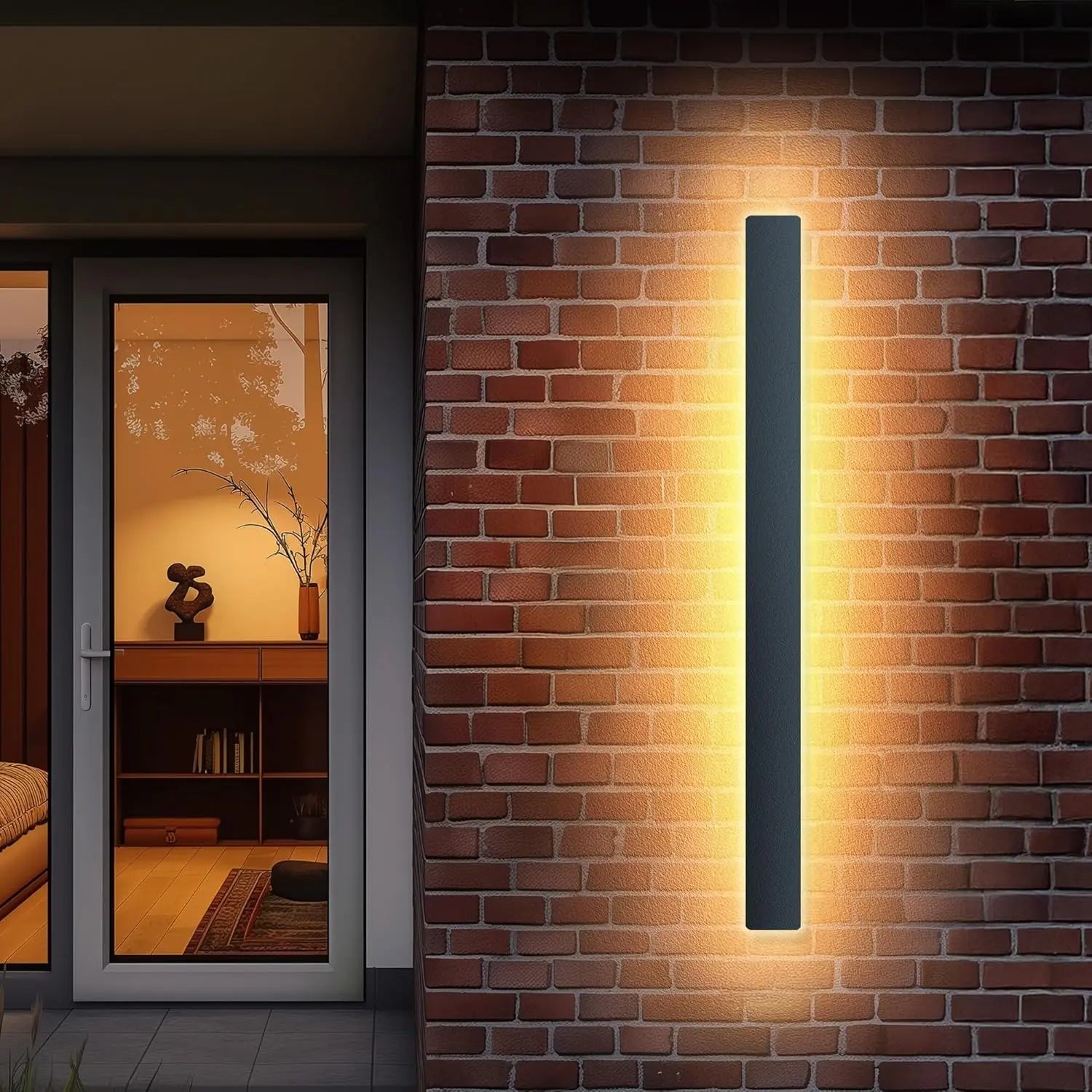 B-Ware Gsaldy Wandleuchte Wandlampe Außenleuchte Led Schwarz Metall Warmlicht 100 Cm