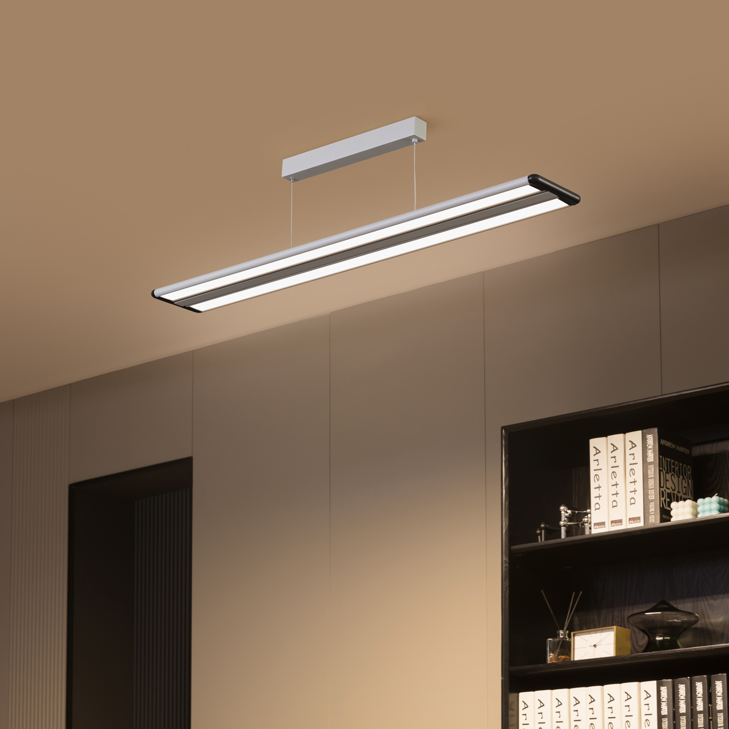 B-Ware Prios LED-Hängeleuchte Zyair Leuchte silber Aluminium 5700lm dimmbar