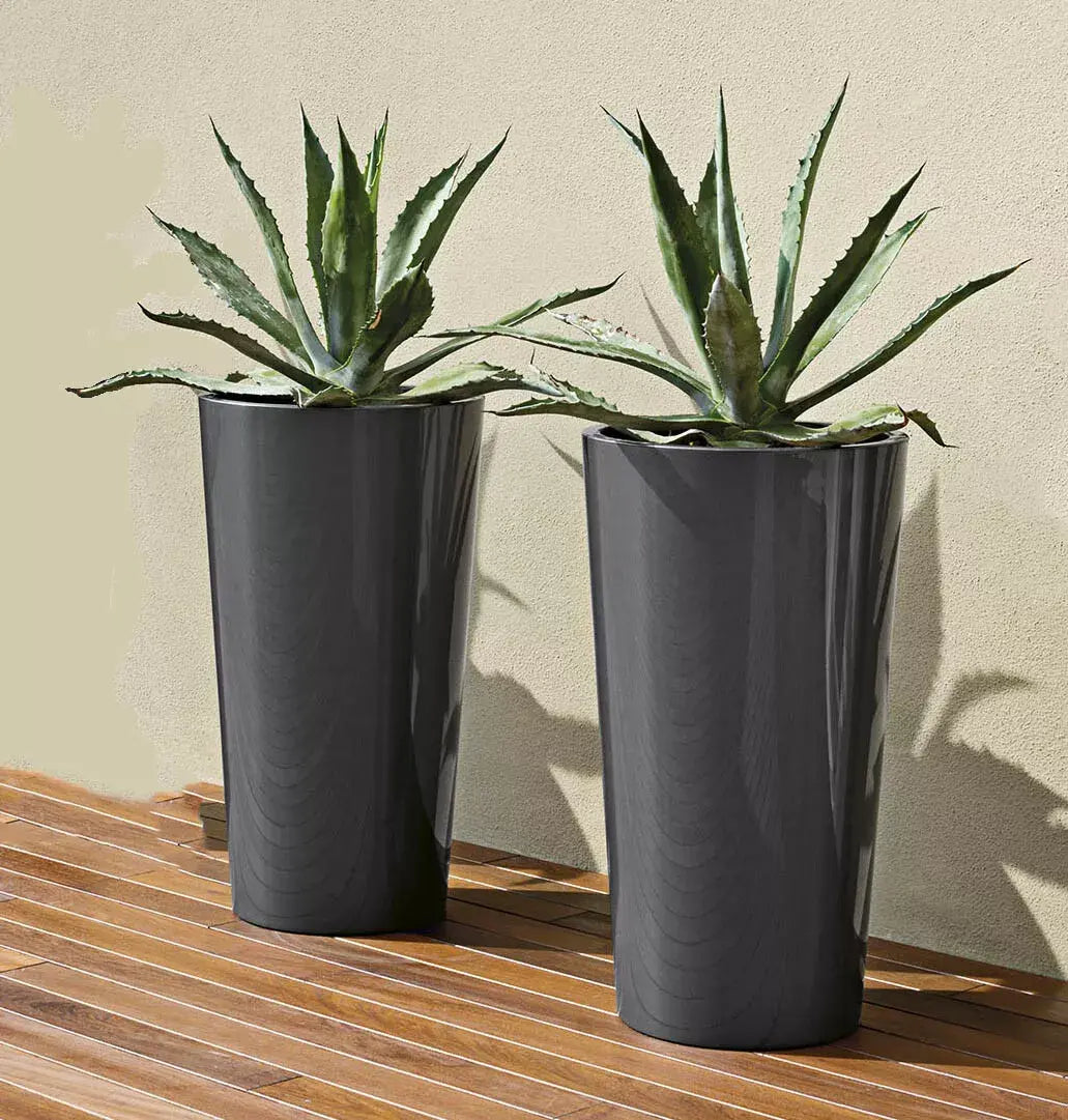 B-Ware Euro3 Plast Blumentopf übertopf Pflanzkübel Anthrazit 2er Set 73 Cm Pflanzeinsatz