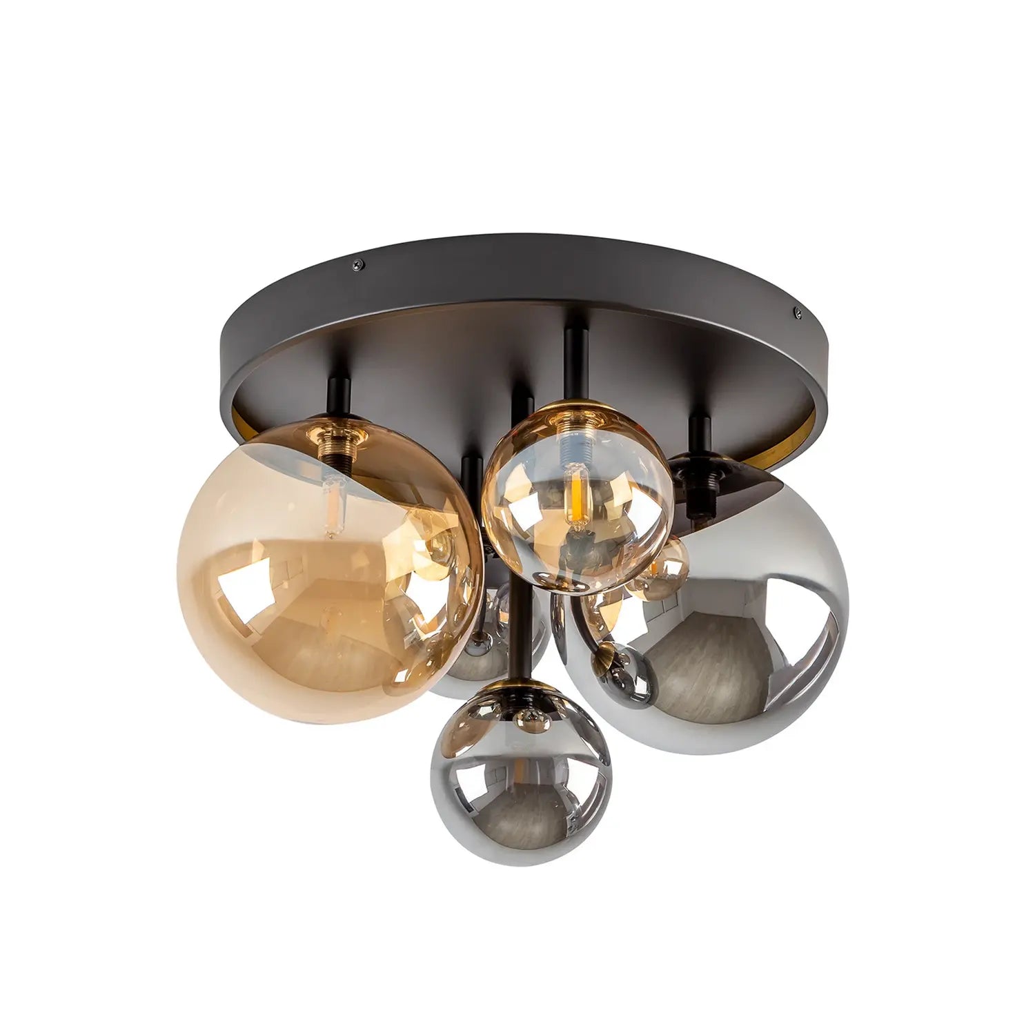 B-Ware Schuller Valencia Deckenleuchte Lampe Dark Glas Schwarz Bunt Getönt G9 Led 5 Flg