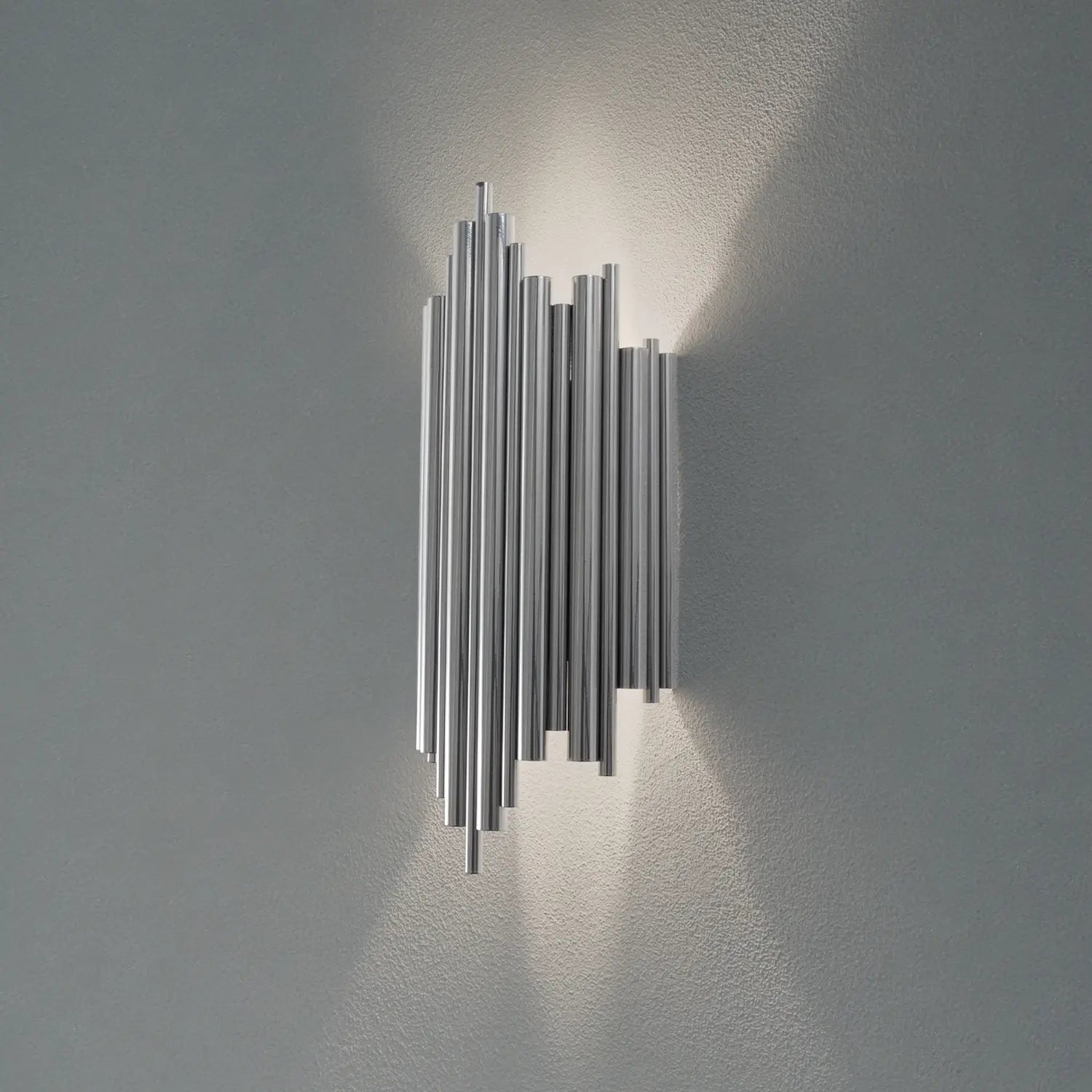 B-Ware Wandleuchte Reis Wandlampe Leuchte Chrom Metall Höhe 50 Cm E14 Led Dimmbar