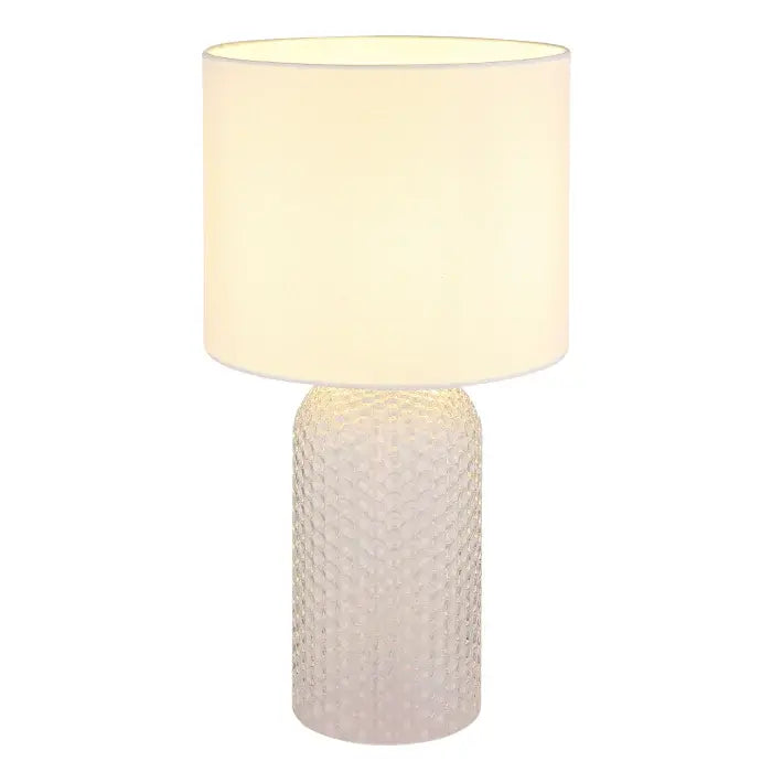 B-Ware Globo Tischleuchte Tischlampe Weiß Glas Textil Schalter Kabel E27 1x60 W 230 V