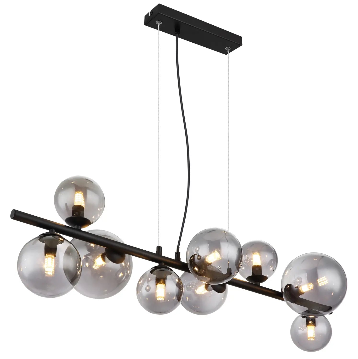 B-Ware Globo Hängeleuchte Pendellampe Riha Glas Schwarz Rauchfarben 9 Flammig G9 Led